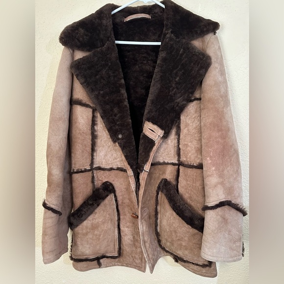 Matterhorn Napa CA 70s VTG Real Shearling Fur Mens Western Sheepskin Barn Coat - Picture 15 of 16